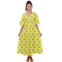 English Breakfast Yellow Pattern Kimono Sleeve Boho Dress View1