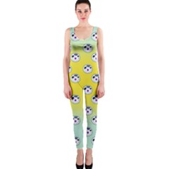 English Breakfast Yellow Pattern Mint Ombre One Piece Catsuit by snowwhitegirl