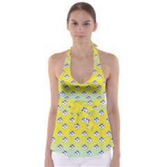 English Breakfast Yellow Pattern Mint Ombre Babydoll Tankini Top by snowwhitegirl