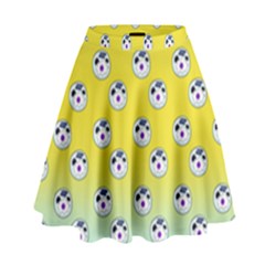 English Breakfast Yellow Pattern Mint Ombre High Waist Skirt by snowwhitegirl