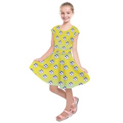 English Breakfast Yellow Pattern Mint Ombre Kids  Short Sleeve Dress by snowwhitegirl