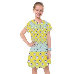 English Breakfast Yellow Pattern Mint Ombre Kids  Drop Waist Dress by snowwhitegirl