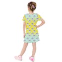 English Breakfast Yellow Pattern Mint Ombre Kids  Short Sleeve Velvet Dress View2