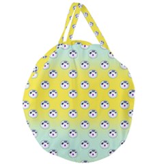 English Breakfast Yellow Pattern Mint Ombre Giant Round Zipper Tote by snowwhitegirl