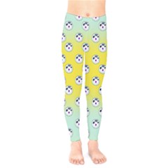 English Breakfast Yellow Pattern Mint Ombre Kids  Legging by snowwhitegirl