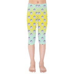 English Breakfast Yellow Pattern Mint Ombre Kids  Capri Leggings  by snowwhitegirl