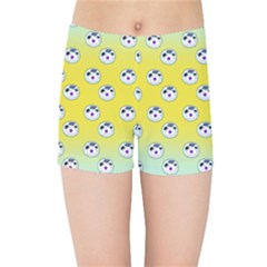 English Breakfast Yellow Pattern Mint Ombre Kids  Sports Shorts by snowwhitegirl