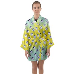 English Breakfast Yellow Pattern Mint Ombre Long Sleeve Satin Kimono by snowwhitegirl