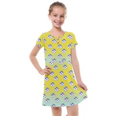 English Breakfast Yellow Pattern Mint Ombre Kids  Cross Web Dress by snowwhitegirl