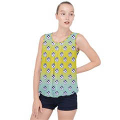 English Breakfast Yellow Pattern Mint Ombre Bubble Hem Chiffon Tank Top by snowwhitegirl