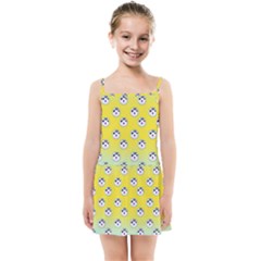 English Breakfast Yellow Pattern Mint Ombre Kids  Summer Sun Dress by snowwhitegirl