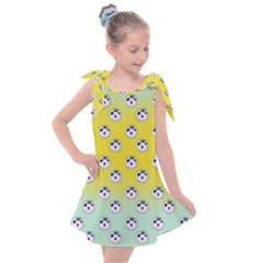 English Breakfast Yellow Pattern Mint Ombre Kids  Tie Up Tunic Dress by snowwhitegirl