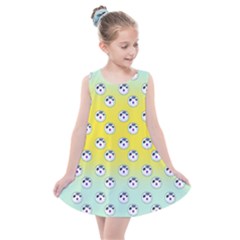 English Breakfast Yellow Pattern Mint Ombre Kids  Summer Dress by snowwhitegirl