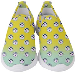 English Breakfast Yellow Pattern Mint Ombre Kids  Slip On Sneakers by snowwhitegirl