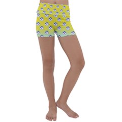 English Breakfast Yellow Pattern Mint Ombre Kids  Lightweight Velour Yoga Shorts by snowwhitegirl