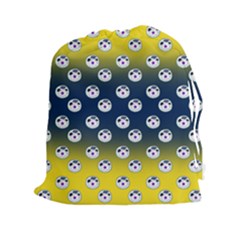 English Breakfast Yellow Pattern Blue Ombre Drawstring Pouch (xxl) by snowwhitegirl