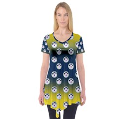 English Breakfast Yellow Pattern Blue Ombre Short Sleeve Tunic  by snowwhitegirl