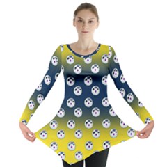 English Breakfast Yellow Pattern Blue Ombre Long Sleeve Tunic  by snowwhitegirl