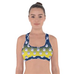 English Breakfast Yellow Pattern Blue Ombre Cross Back Sports Bra by snowwhitegirl