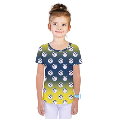 English Breakfast Yellow Pattern Blue Ombre Kids  One Piece Tee by snowwhitegirl