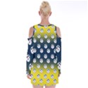 English Breakfast Yellow Pattern Blue Ombre Velvet Long Sleeve Shoulder Cutout Dress View2