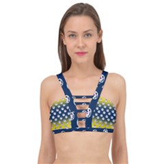 English Breakfast Yellow Pattern Blue Ombre Cage Up Bikini Top by snowwhitegirl