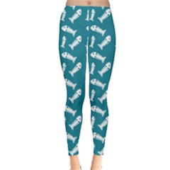 Fish Teal Blue Pattern Leggings  by snowwhitegirl