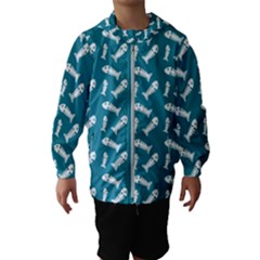 Fish Teal Blue Pattern Kids  Hooded Windbreaker by snowwhitegirl