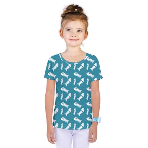 Fish Teal Blue Pattern Kids  One Piece Tee by snowwhitegirl