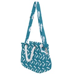 Fish Teal Blue Pattern Rope Handles Shoulder Strap Bag