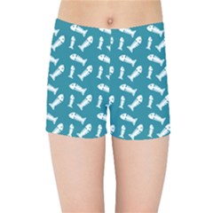 Fish Teal Blue Pattern Kids  Sports Shorts by snowwhitegirl