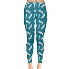 Fish Teal Blue Pattern Inside Out Leggings by snowwhitegirl