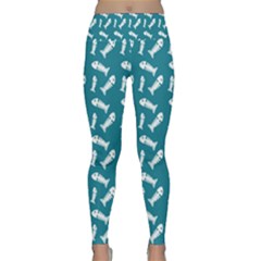 Fish Teal Blue Pattern Lightweight Velour Classic Yoga Leggings by snowwhitegirl