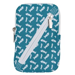 Fish Teal Blue Pattern Belt Pouch Bag (large)