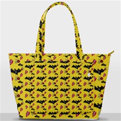 Bat Rose Lips Yellow Pattern Back Pocket Shoulder Bag 