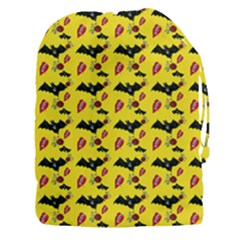 Bat Rose Lips Yellow Pattern Drawstring Pouch (xxxl)