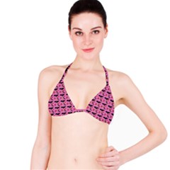 Bat Rose Lips Pink Pattern Bikini Top by snowwhitegirl