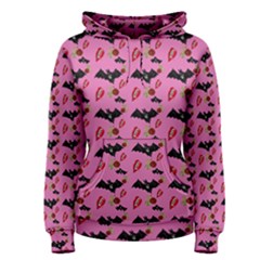 Bat Rose Lips Pink Pattern Women s Pullover Hoodie by snowwhitegirl