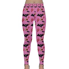 Bat Rose Lips Pink Pattern Classic Yoga Leggings by snowwhitegirl