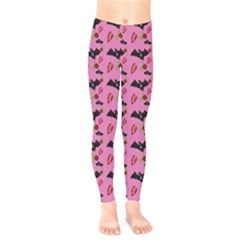 Bat Rose Lips Pink Pattern Kids  Legging by snowwhitegirl