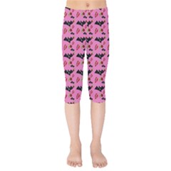 Bat Rose Lips Pink Pattern Kids  Capri Leggings  by snowwhitegirl