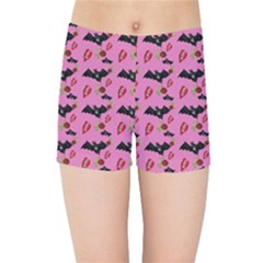 Bat Rose Lips Pink Pattern Kids  Sports Shorts by snowwhitegirl