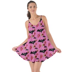 Bat Rose Lips Pink Pattern Love The Sun Cover Up by snowwhitegirl