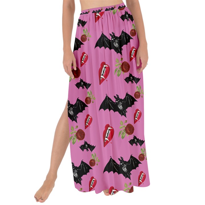 Bat Rose Lips Pink Pattern Maxi Chiffon Tie-Up Sarong