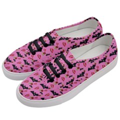 Bat Rose Lips Pink Pattern Women s Classic Low Top Sneakers by snowwhitegirl