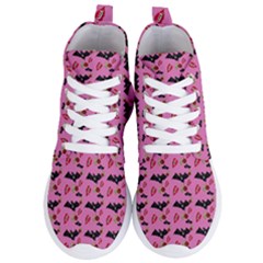 Bat Rose Lips Pink Pattern Women s Lightweight High Top Sneakers by snowwhitegirl