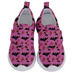 Bat Rose Lips Pink Pattern Kids  Velcro No Lace Shoes by snowwhitegirl