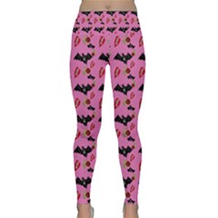 Bat Rose Lips Pink Pattern Lightweight Velour Classic Yoga Leggings by snowwhitegirl