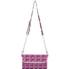 Bat Rose Lips Pink Pattern Mini Crossbody Handbag by snowwhitegirl