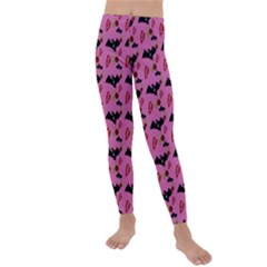 Bat Rose Lips Pink Pattern Kids  Lightweight Velour Leggings by snowwhitegirl